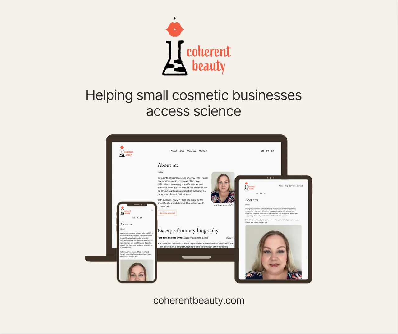 Portfolio website for Coherent Beauty